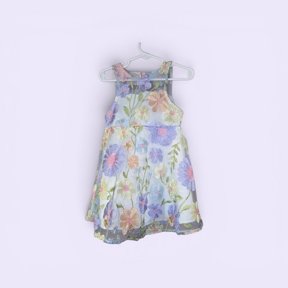 NWT Rare Editions Toddler Girls Floral Embroidered Mesh Dress SIZE 3T NEW